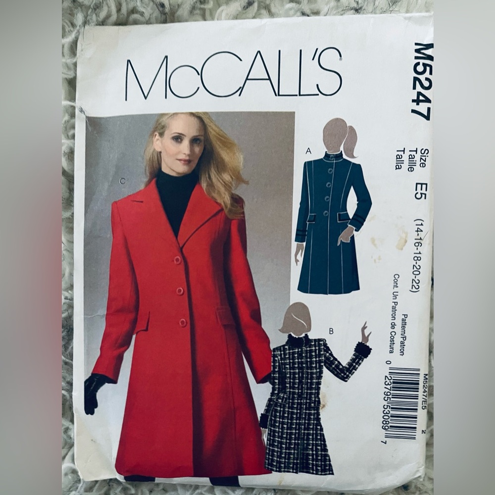 McCall’s Coat Sewing Pattern Trench Coat Jacket | M8325 | Sizes 16-24 | Uncut